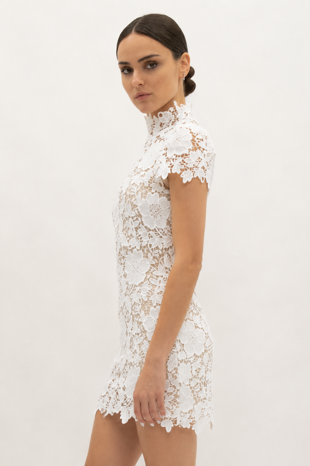 CAP SLEEVE LACE MINI DRESS - DI11988FO: IVORY / S
