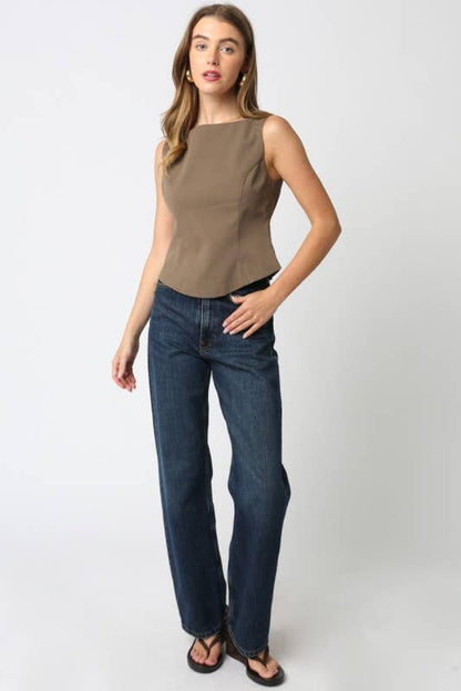 Emma Sleeveless Top: Ecru / S