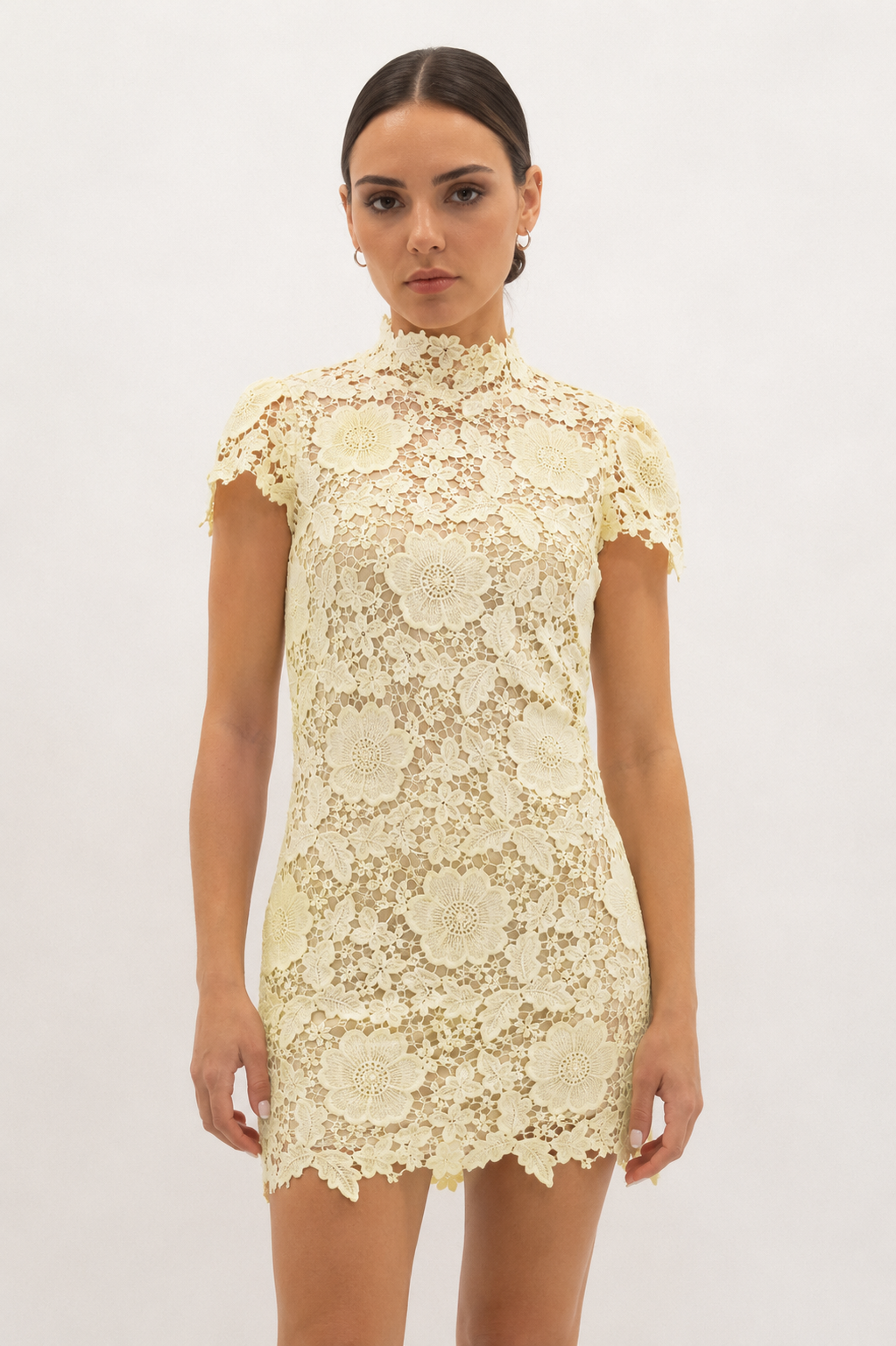 CAP SLEEVE LACE MINI DRESS - DI11988FO: IVORY / S