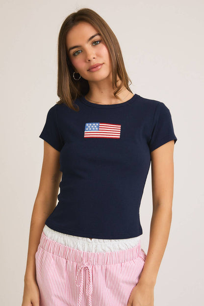 SHORT SLEEVE T-SHIRT: NAVY / XS