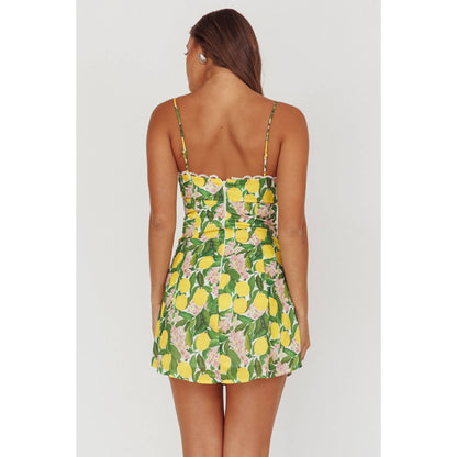 LEMON FLORAL MINI DRESS / ST4068D12: LEMON / XS-S-M-L(1-3-2-1)