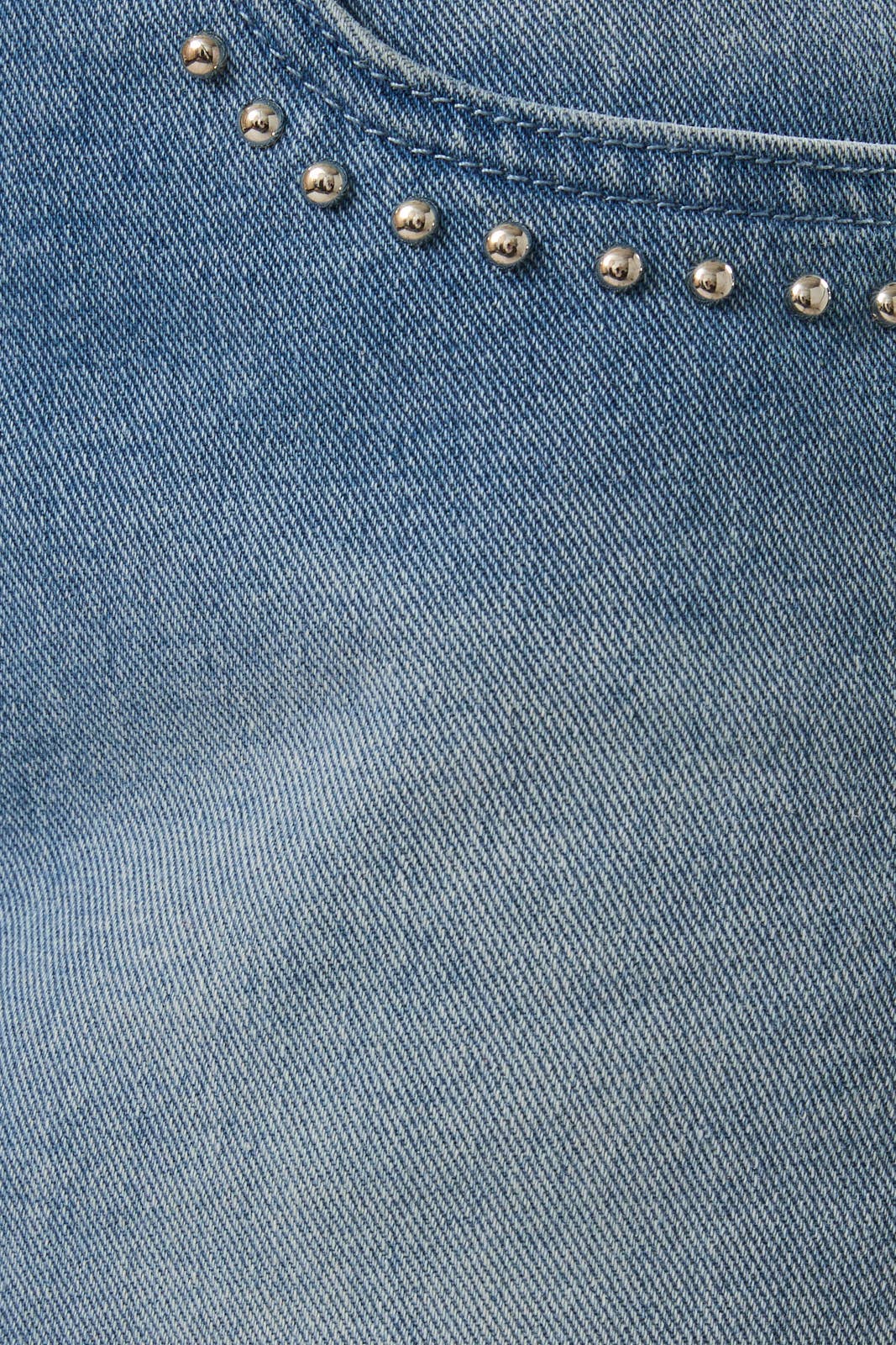 LOW RISE DENIM SKORT: DENIM / XS