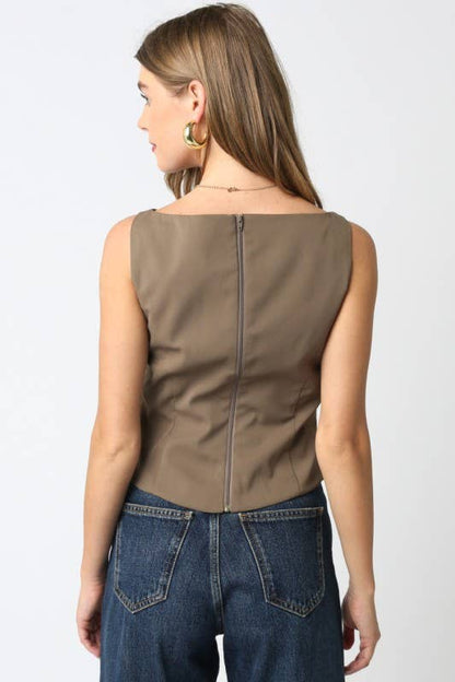 Emma Sleeveless Top: Burgundy / S