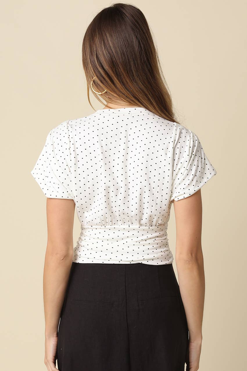 Lila Polka Dot Crop Top: Ivory Black / Contemporary / S