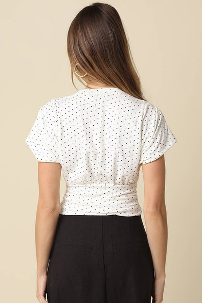 Lila Polka Dot Crop Top: Ivory Black / Contemporary / S
