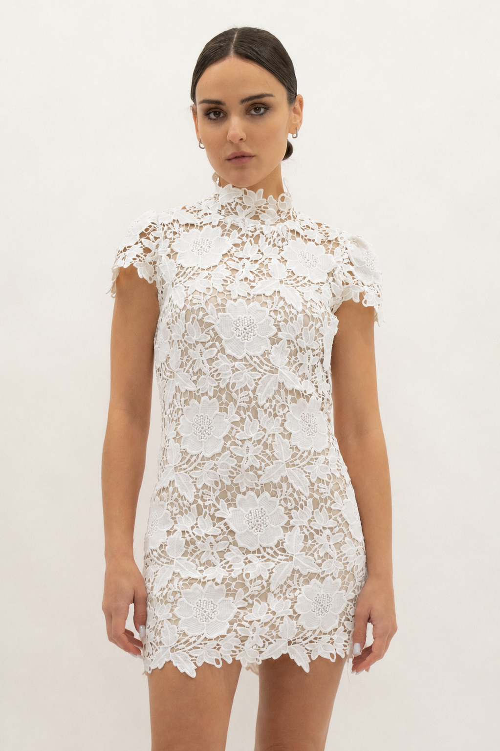 CAP SLEEVE LACE MINI DRESS - DI11988FO: IVORY / S