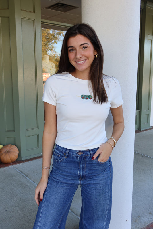 Beaded Olive Tee
