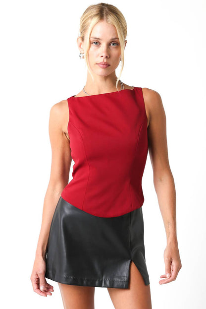 Emma Sleeveless Top: Burgundy / S