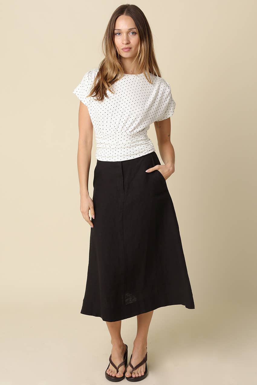 Lila Polka Dot Crop Top: Ivory Black / Contemporary / S