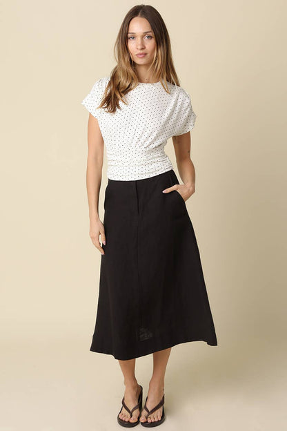 Lila Polka Dot Crop Top: Ivory Black / Contemporary / S