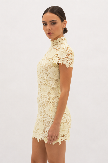 CAP SLEEVE LACE MINI DRESS - DI11988FO: IVORY / S