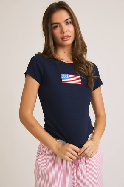 SHORT SLEEVE T-SHIRT: NAVY / XS