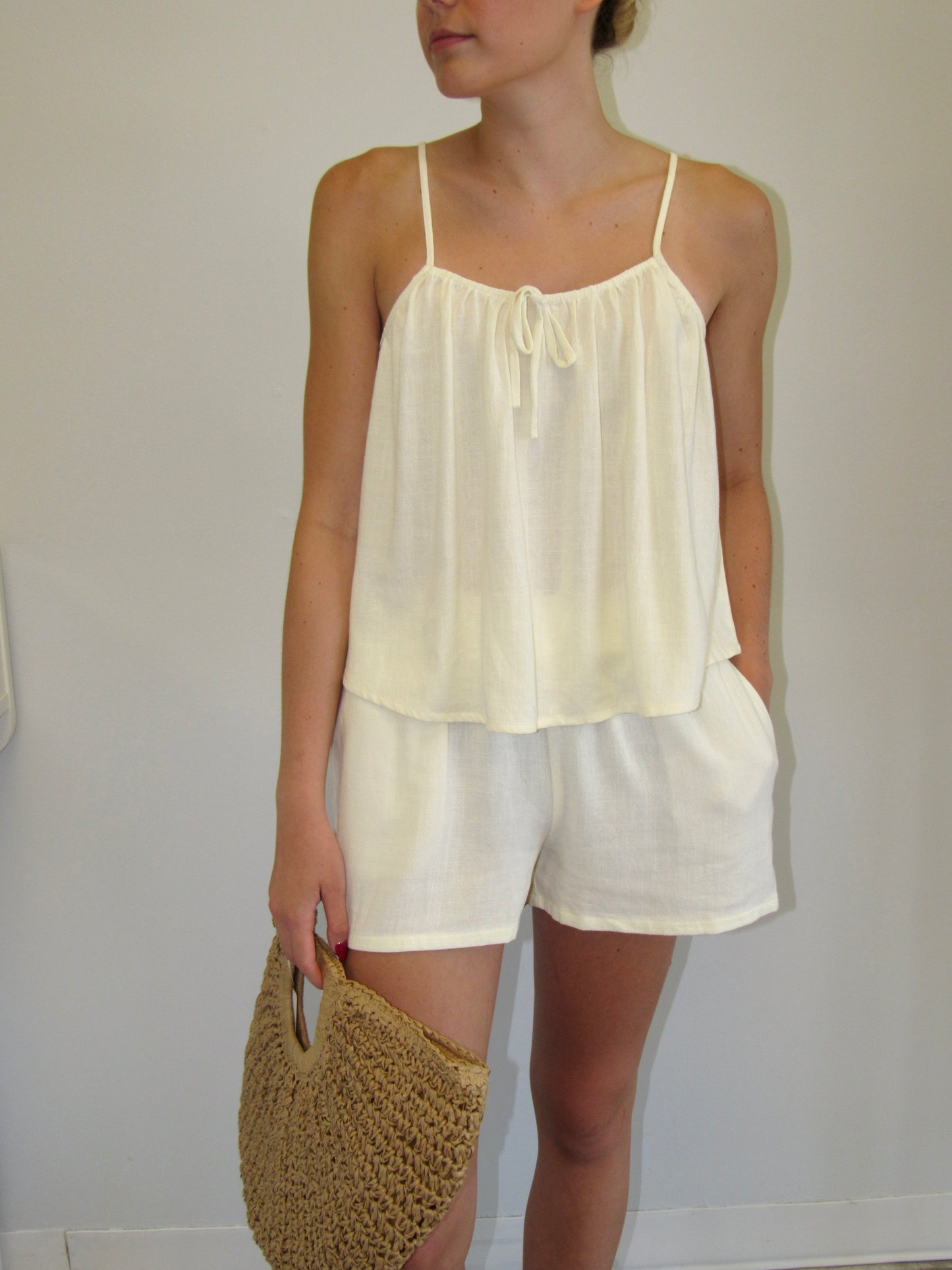 Lauren Linen Top- Cream