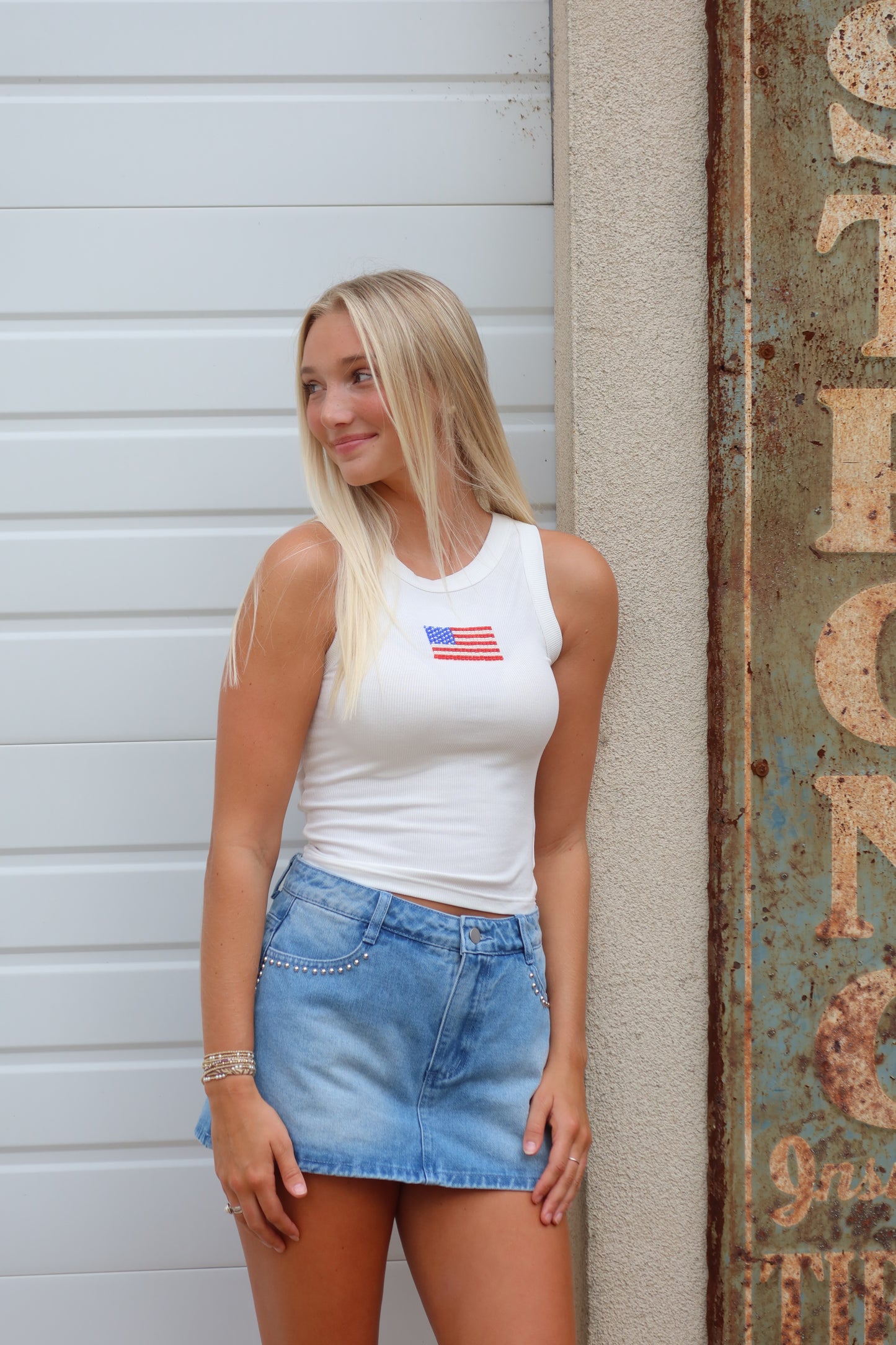 American Flag Beaded Tank