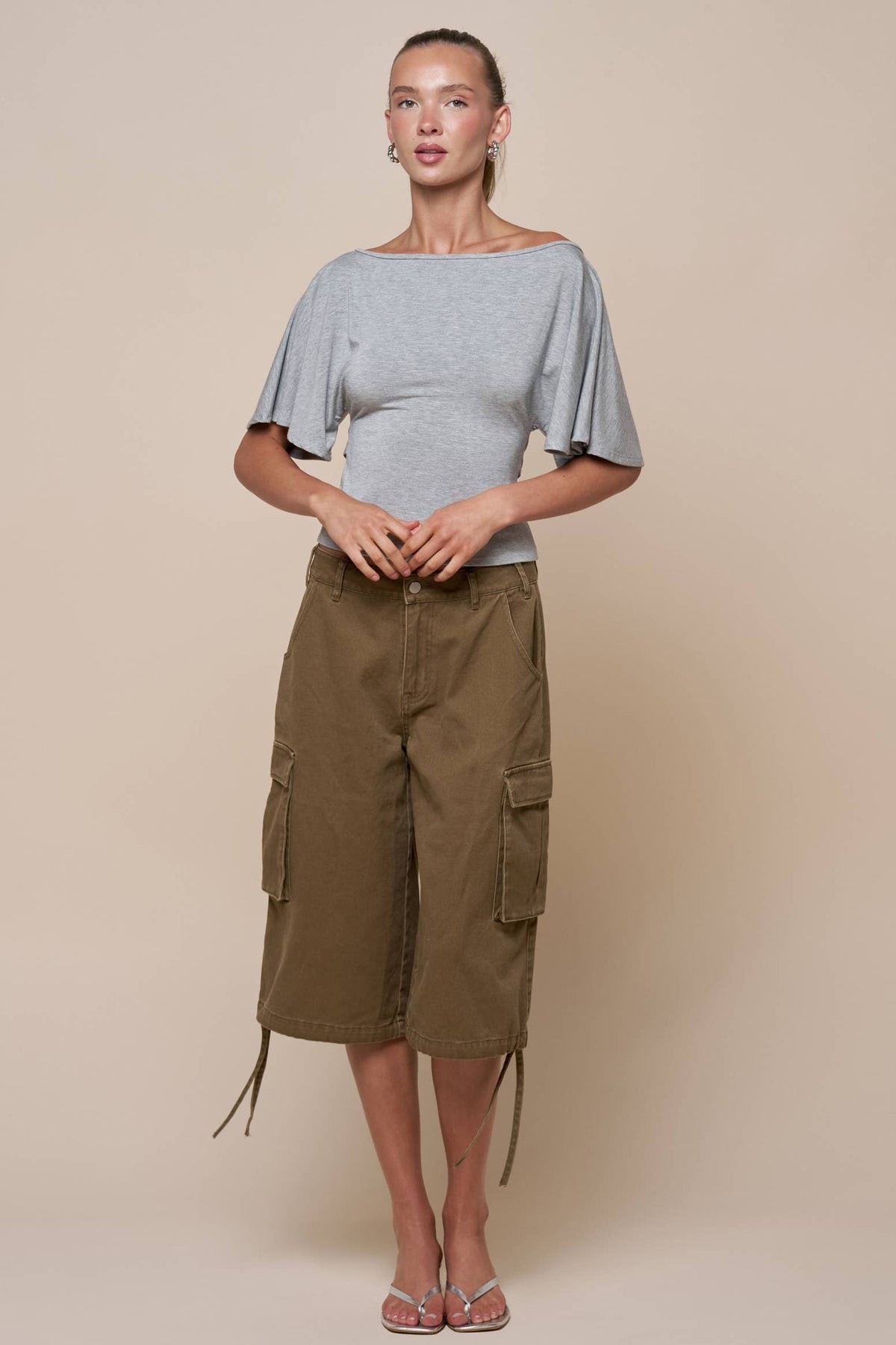 Bell Sleeve Back Tie Top: Black / S