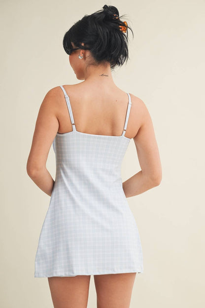 Plaid Print Sweetheart Dress : Pink / S