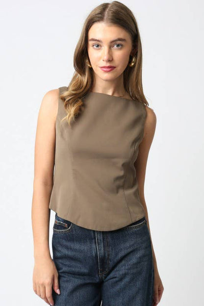 Emma Sleeveless Top: Burgundy / S