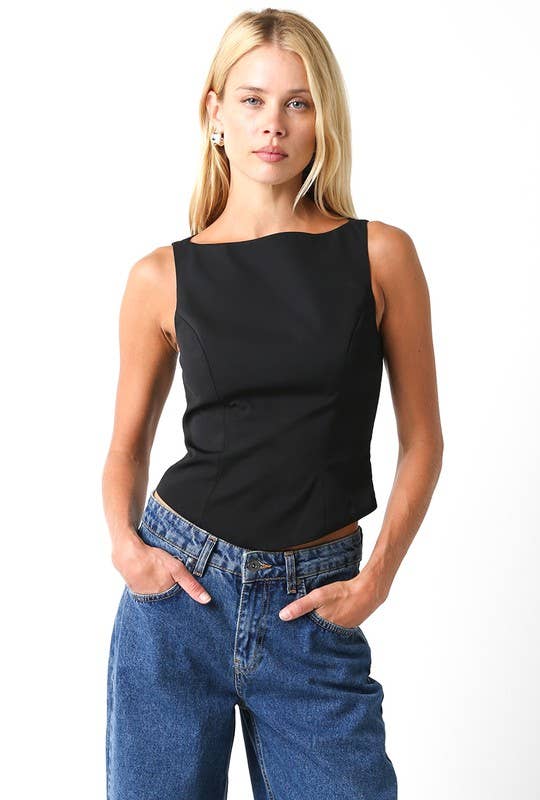 Emma Sleeveless Top: Black / S