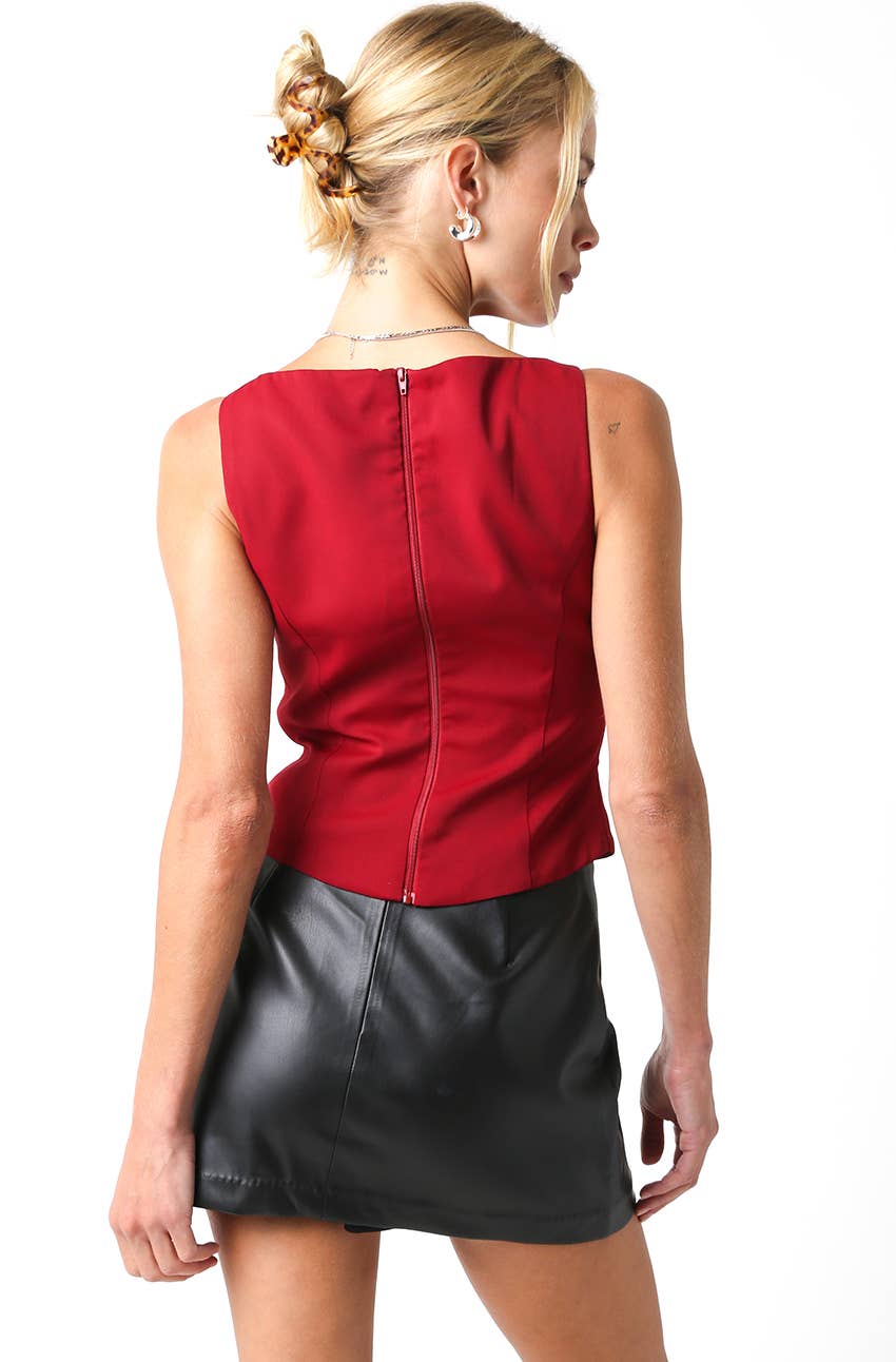 Emma Sleeveless Top: Burgundy / S