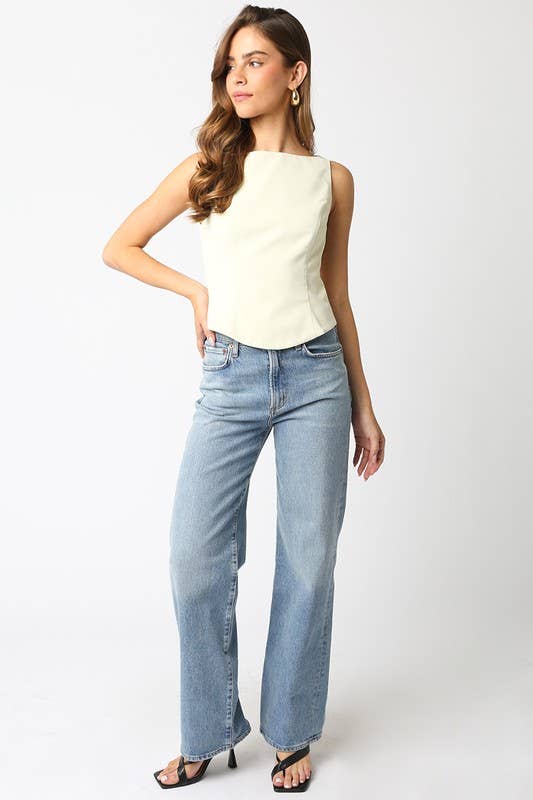 Emma Sleeveless Top: Ecru / S