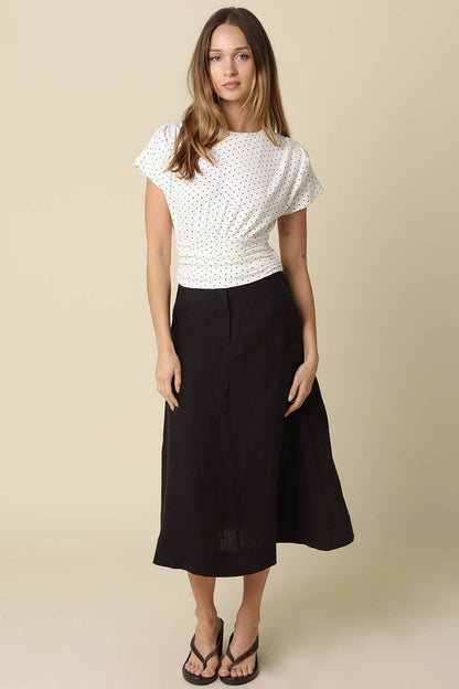 Lila Polka Dot Crop Top: Ivory Black / Contemporary / S