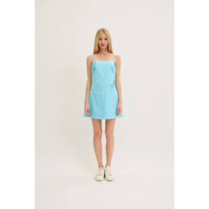 EMBROIDERED DETAILS MINI DRESS: WHITE/YELLOW / S-M-L(3-2-1)