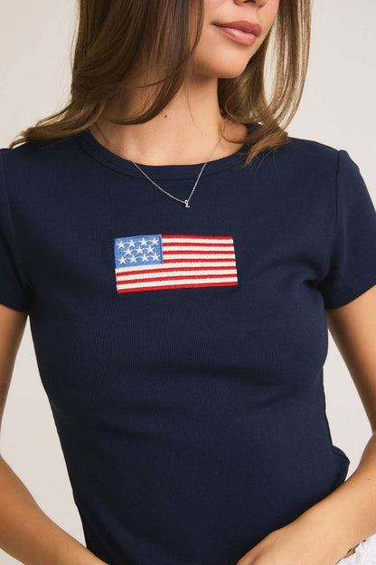 SHORT SLEEVE T-SHIRT: NAVY / XS