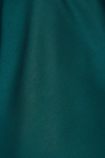 COWL NECK BACK OPEN ATTACHED SCARF FITTED SATIN MINI DRESS: NAVY / XS